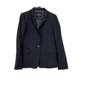 J. Crew Women’s Black Blazer Sz 8 Wool Office Wear 1 Button Pockets Lined *